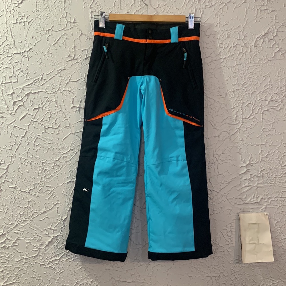 KJUS Waterproof Snowboard Ski Pants Blue Black Orange Kids Boys 6/116 Outdoor - Picture 3 of 13
